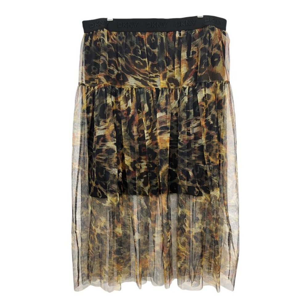 DKNY Black and Orange Bubble Midi Skirt